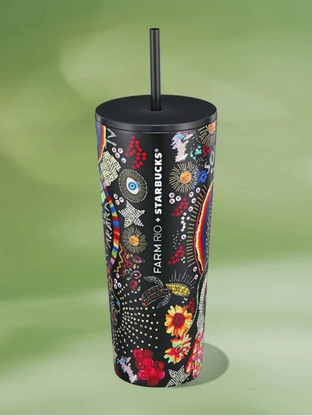 NWT Starbucks Farm‎ Rio Black Floral Tumbler 24oz Limited Edition